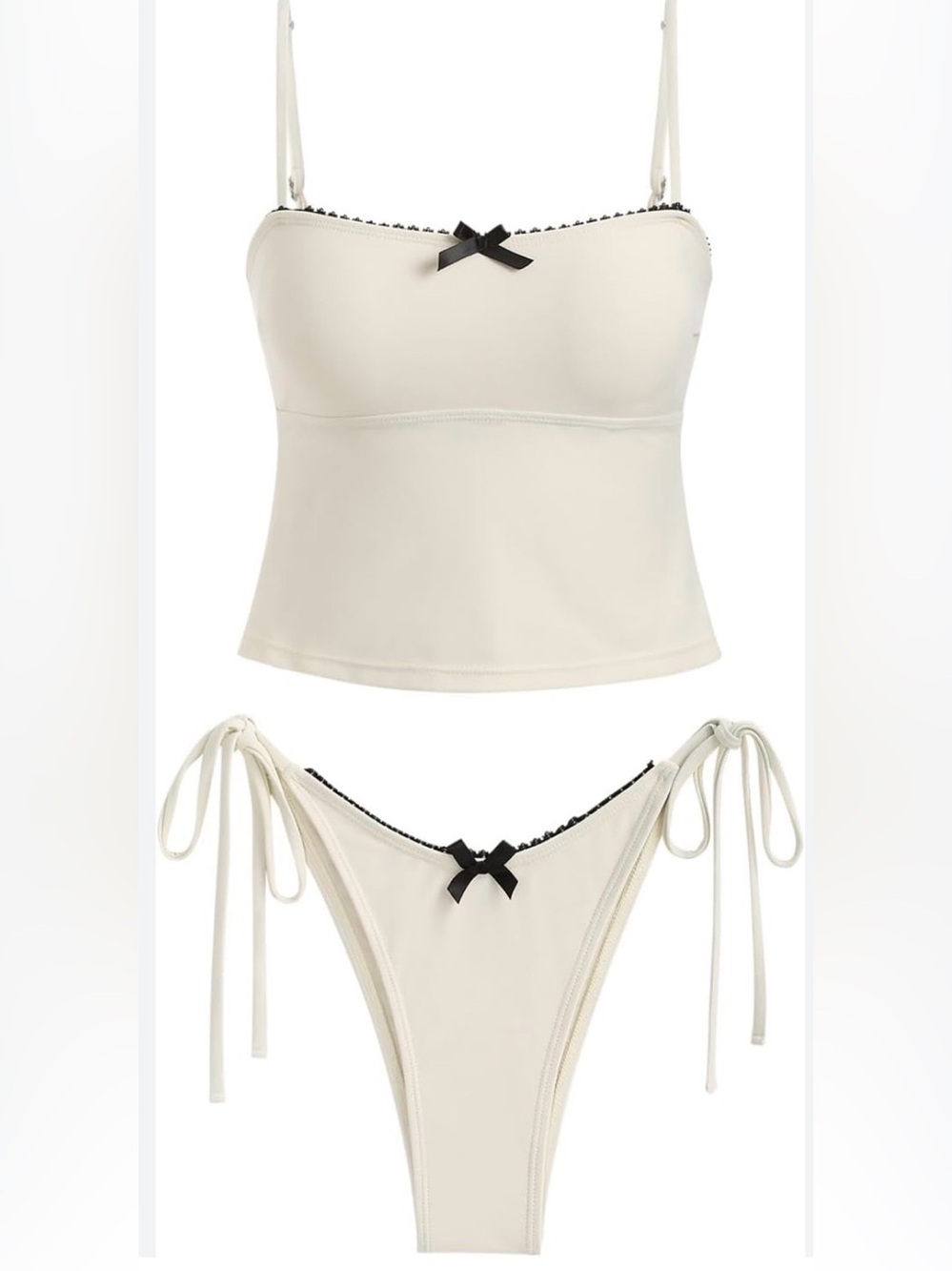 Sea Molly Cream Tankini Set with Black Trim
